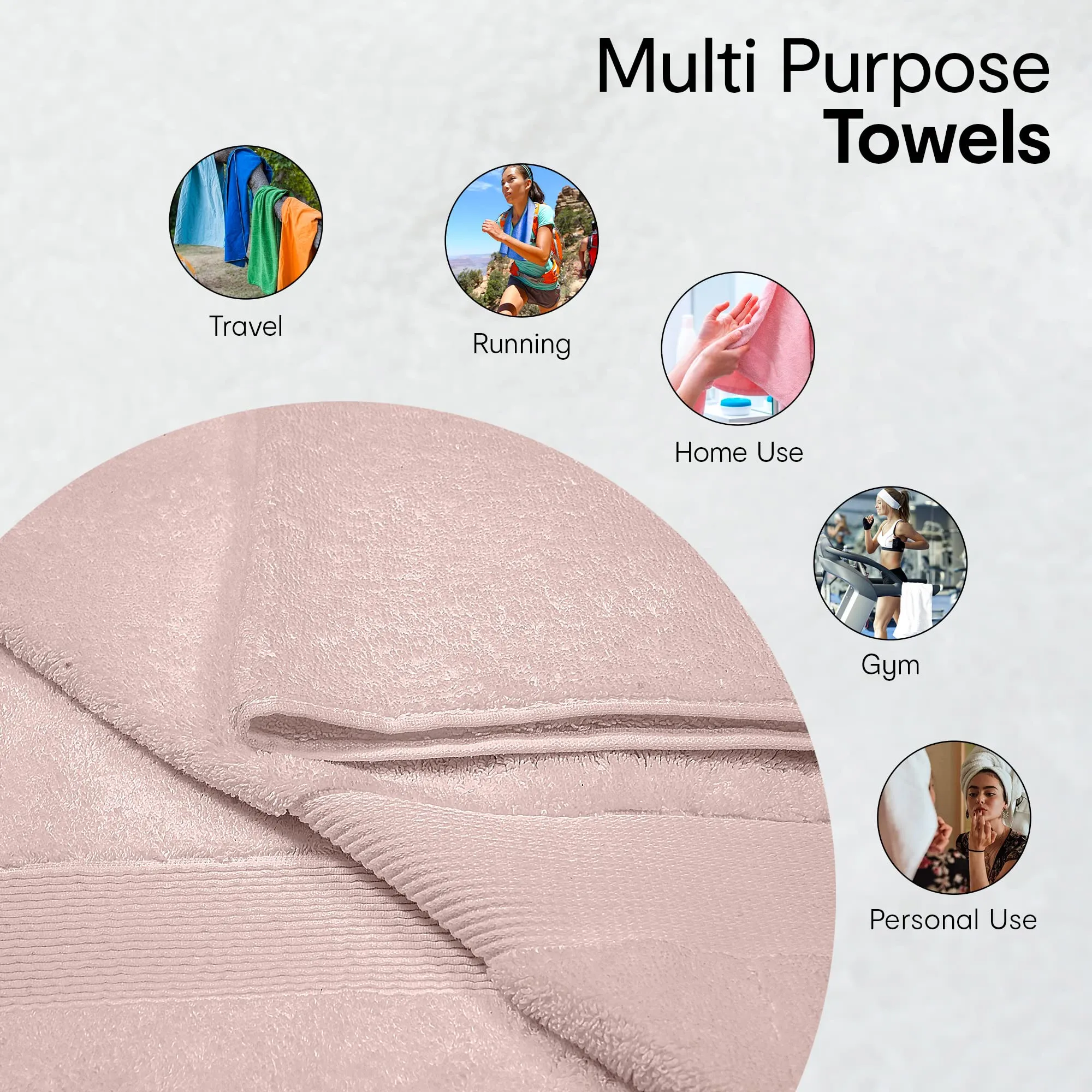 Anko Australia 100% Cotton 700 GSM Plush Hand Towel | Set of 2 | Super-Soft, Absorbent, Quick-Drying | Pink Towel for Men, Women & Kids | 60x40 cm |Travel, Gym, Spa Towel