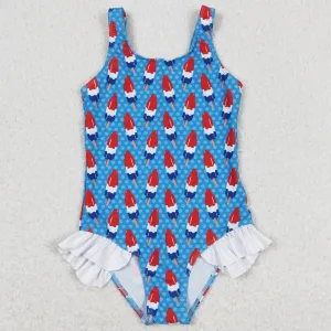 Baby Girls Swimsuits 4th Of July Popstick Ruffle One Piece Swimsuits S0217