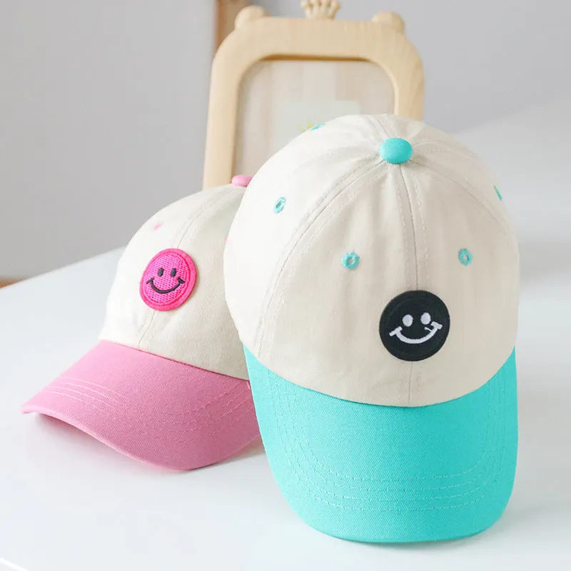 Baby Smiley Embroidered Pattern Color Matching Design Sunshade Peaked Hats by MyKids-USA™