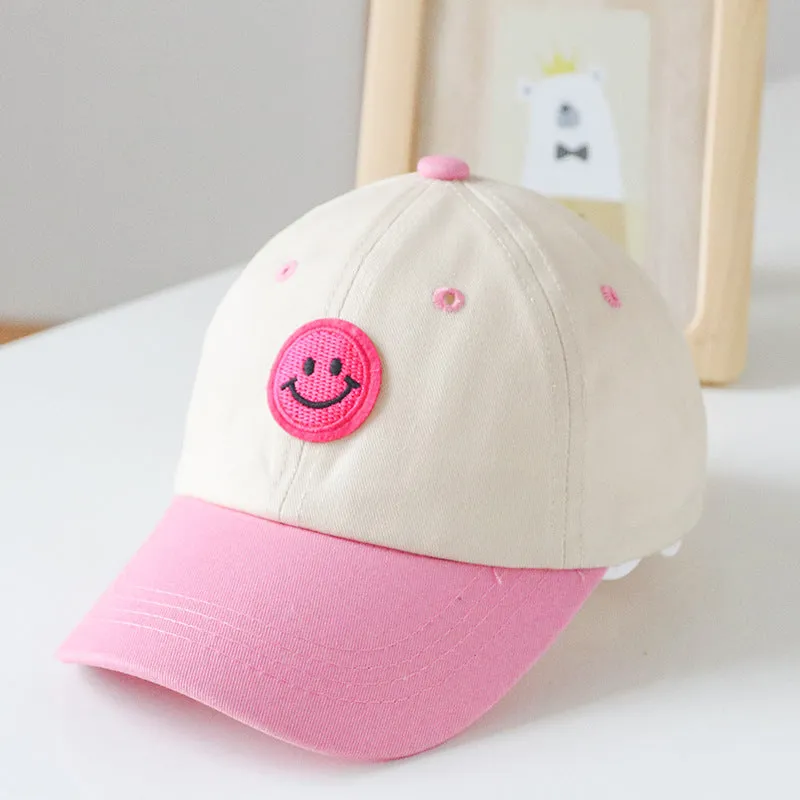 Baby Smiley Embroidered Pattern Color Matching Design Sunshade Peaked Hats by MyKids-USA™