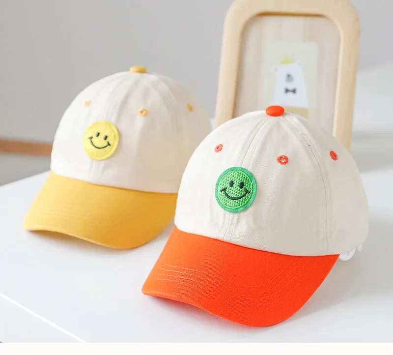 Baby Smiley Embroidered Pattern Color Matching Design Sunshade Peaked Hats by MyKids-USA™
