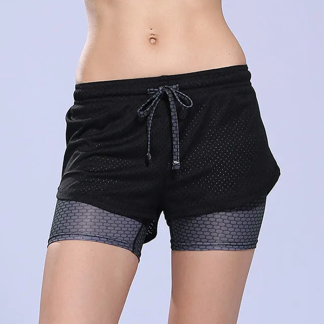 BINAND Women Quick Drying Yoga Double Layer Sport Short Outdoor Sports Fitness Gym Yoga Adjustable Waistband Running Shorts
