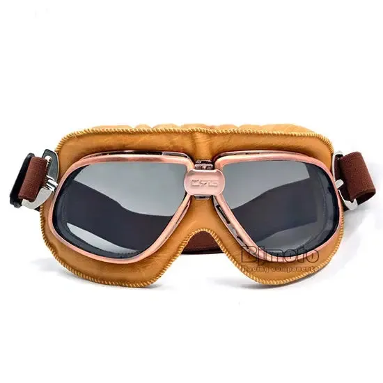 BJMOTO Adult Motorcycle Goggles Motocross Helmet Goggles ATV Cruiser Off Road Eyewear Leather Googles