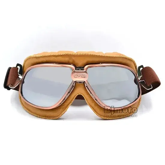 BJMOTO Adult Motorcycle Goggles Motocross Helmet Goggles ATV Cruiser Off Road Eyewear Leather Googles