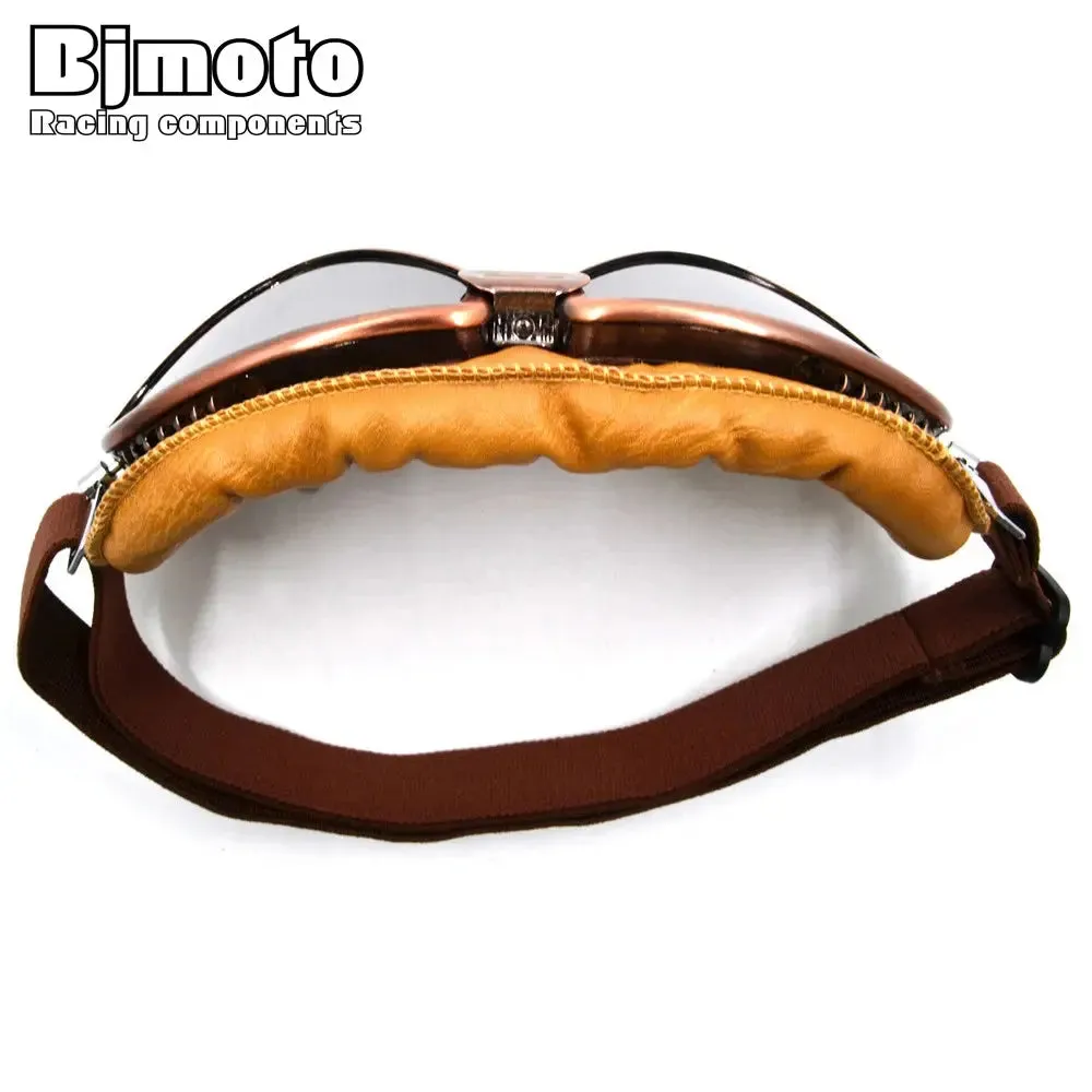 BJMOTO Adult Motorcycle Goggles Motocross Helmet Goggles ATV Cruiser Off Road Eyewear Leather Googles