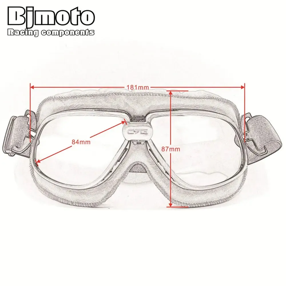 BJMOTO Adult Motorcycle Goggles Motocross Helmet Goggles ATV Cruiser Off Road Eyewear Leather Googles