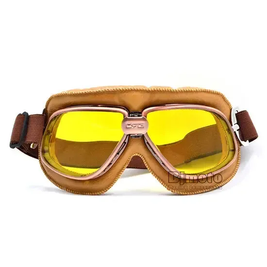 BJMOTO Adult Motorcycle Goggles Motocross Helmet Goggles ATV Cruiser Off Road Eyewear Leather Googles