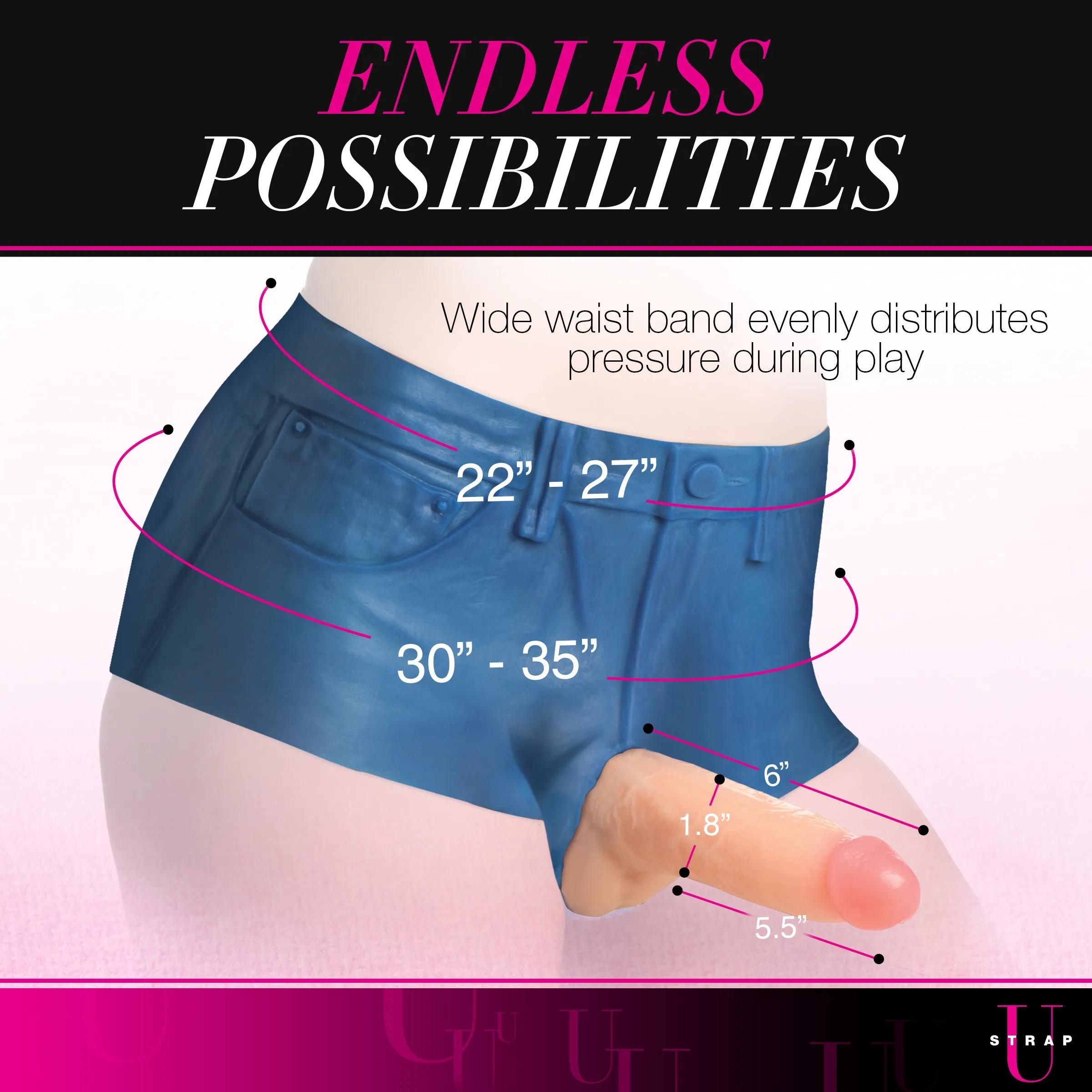 Booty Shorts 6 Inch Dildo Silicone Strap On Harness
