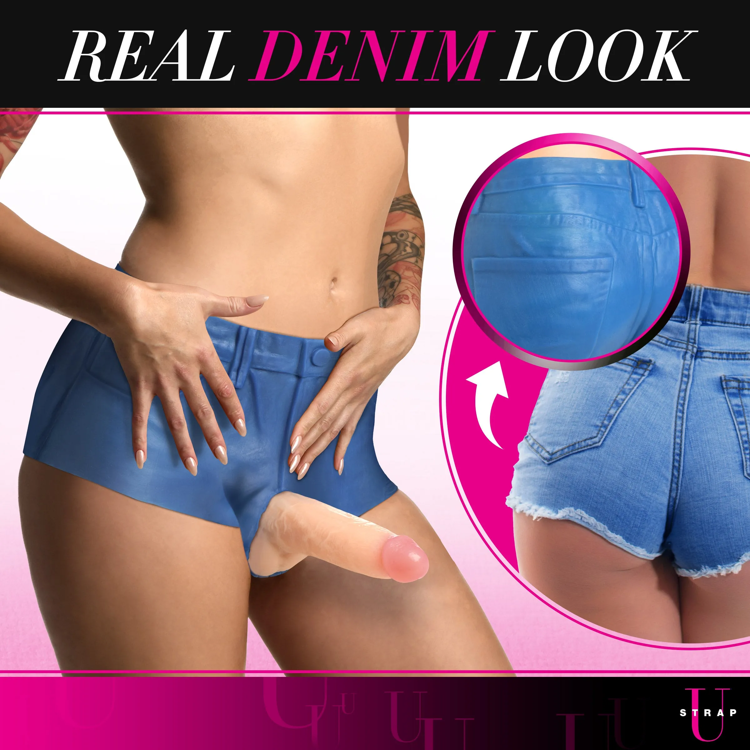 Booty Shorts 6 Inch Dildo Silicone Strap On Harness