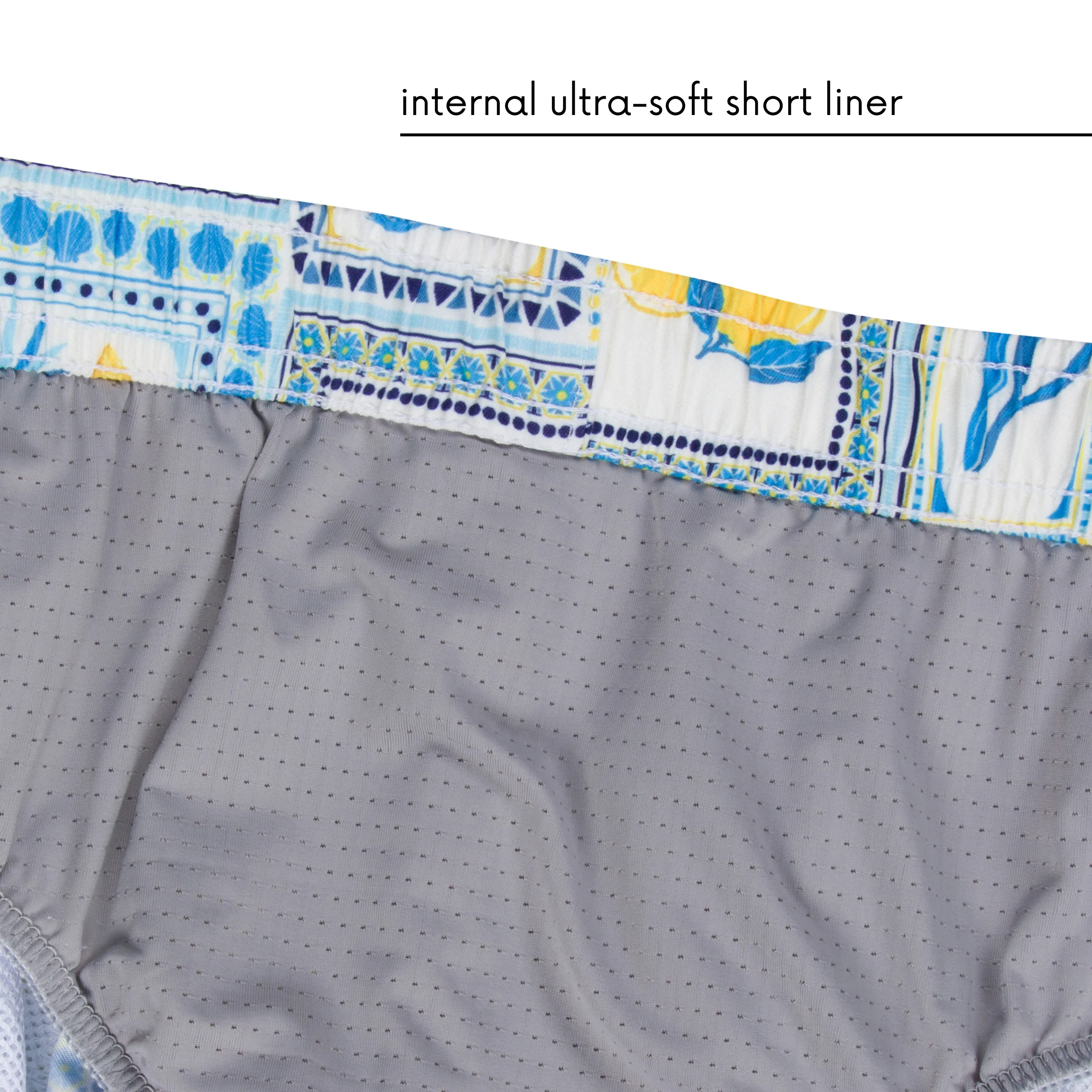 Boys Long Sleeve Zipper Rash Guard and Swim Trunk Set | "Mediterranean Lemons"