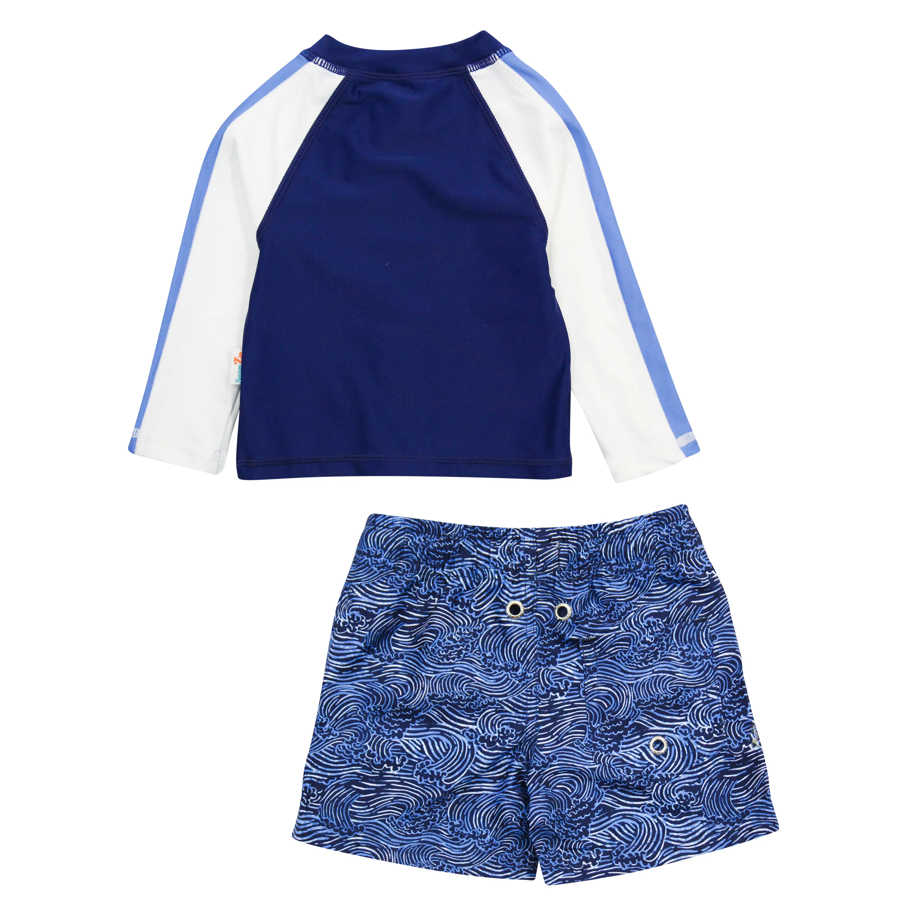 Boys Long Sleeve Zipper Rash Guard and Swim Trunk Set | "Ocean Breeze"