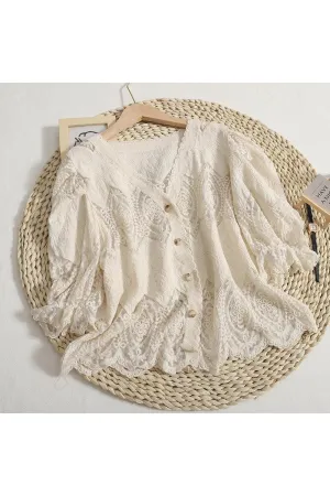 Cotton Puff Sleeve Cover-Up