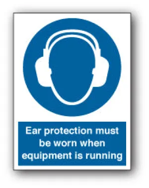 Ear protection must be worn when equipment is running