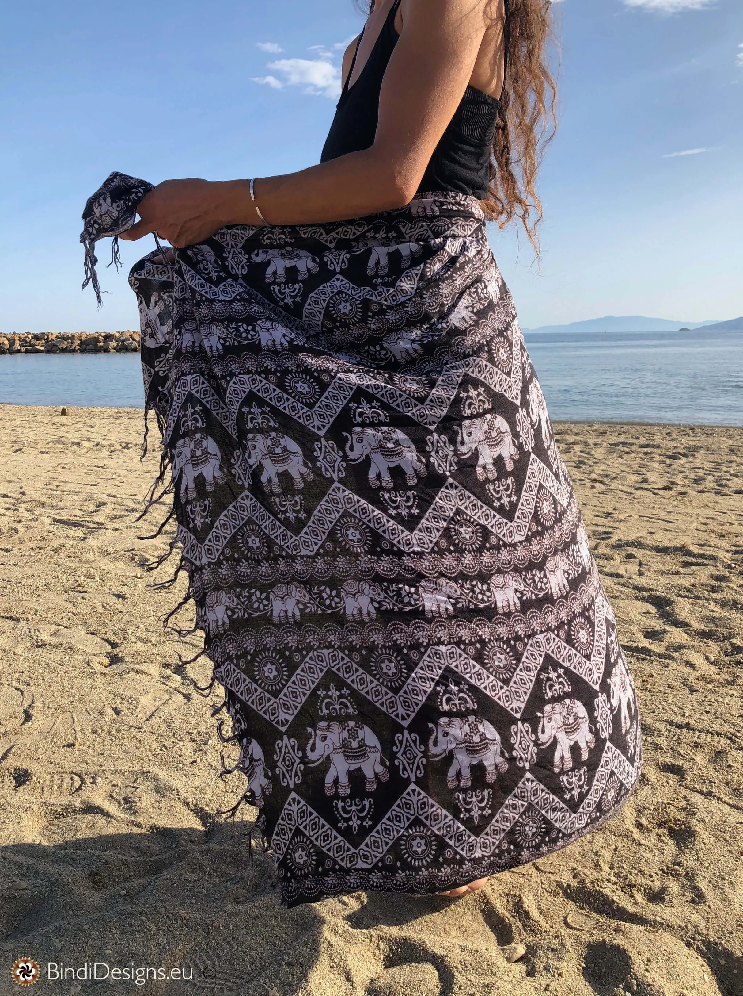 Elephant Print Sarong Beach Wrap