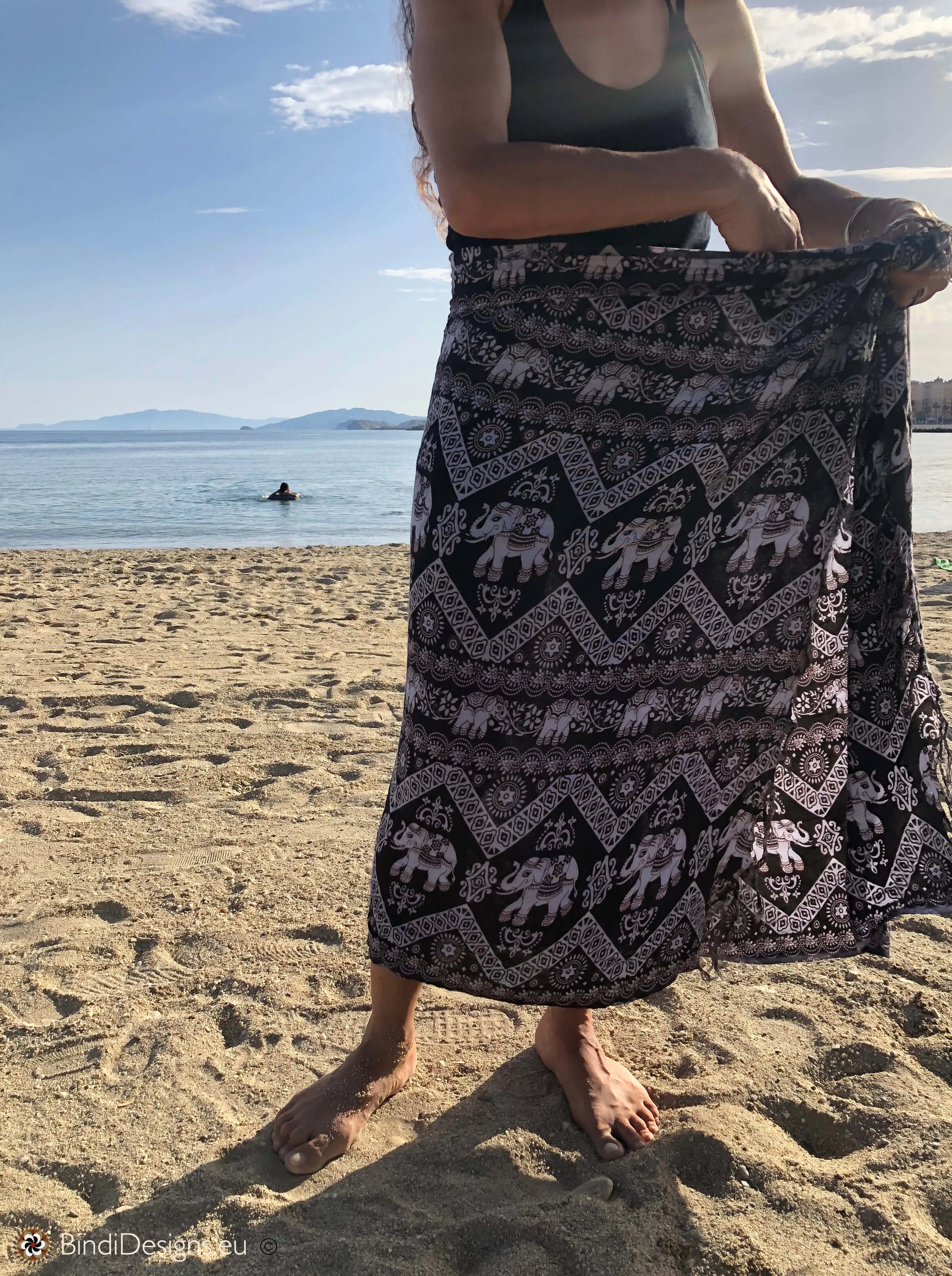 Elephant Print Sarong Beach Wrap