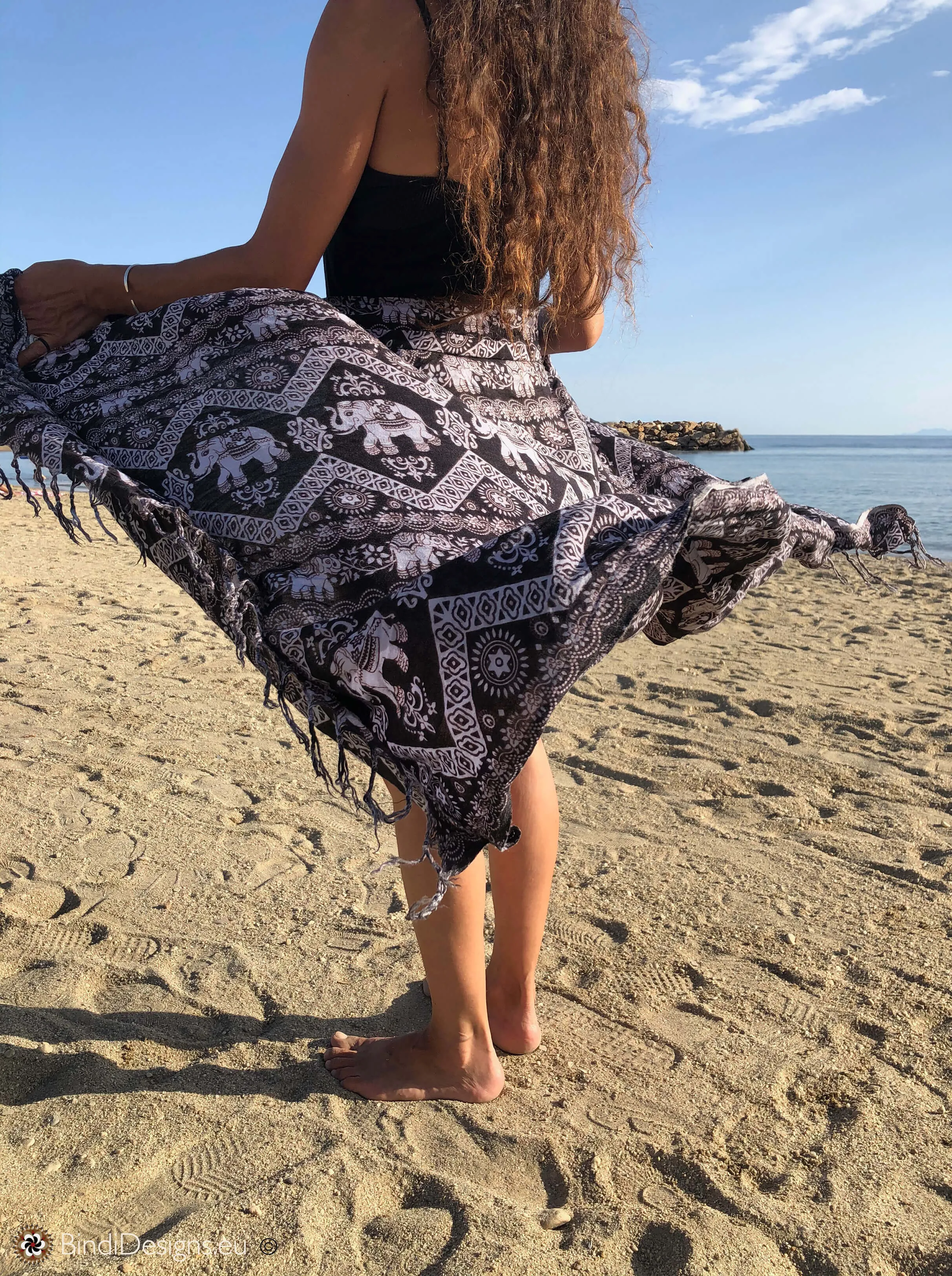 Elephant Print Sarong Beach Wrap