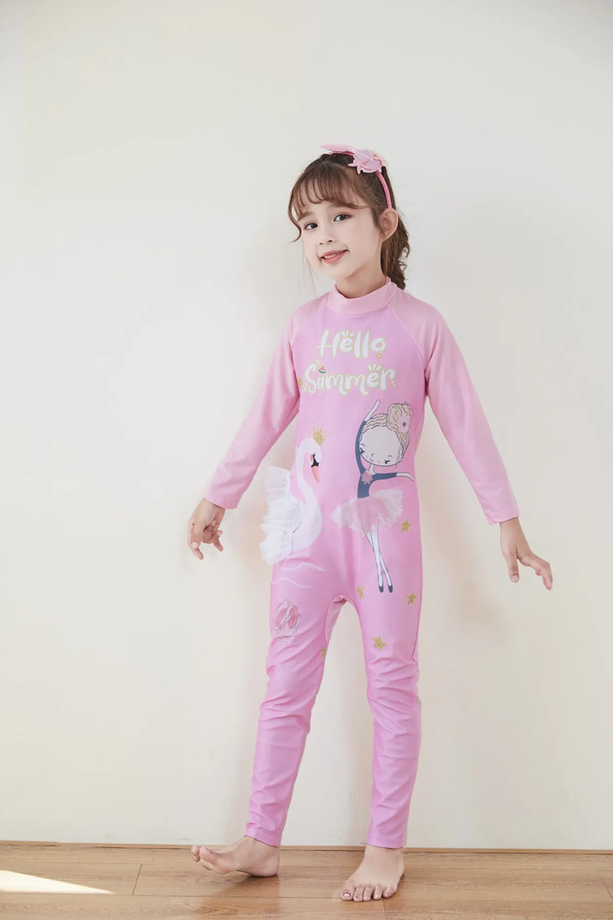 Fancydresswale Girls Full body Protect Swimwear Princess swimsuit- Hello Summer