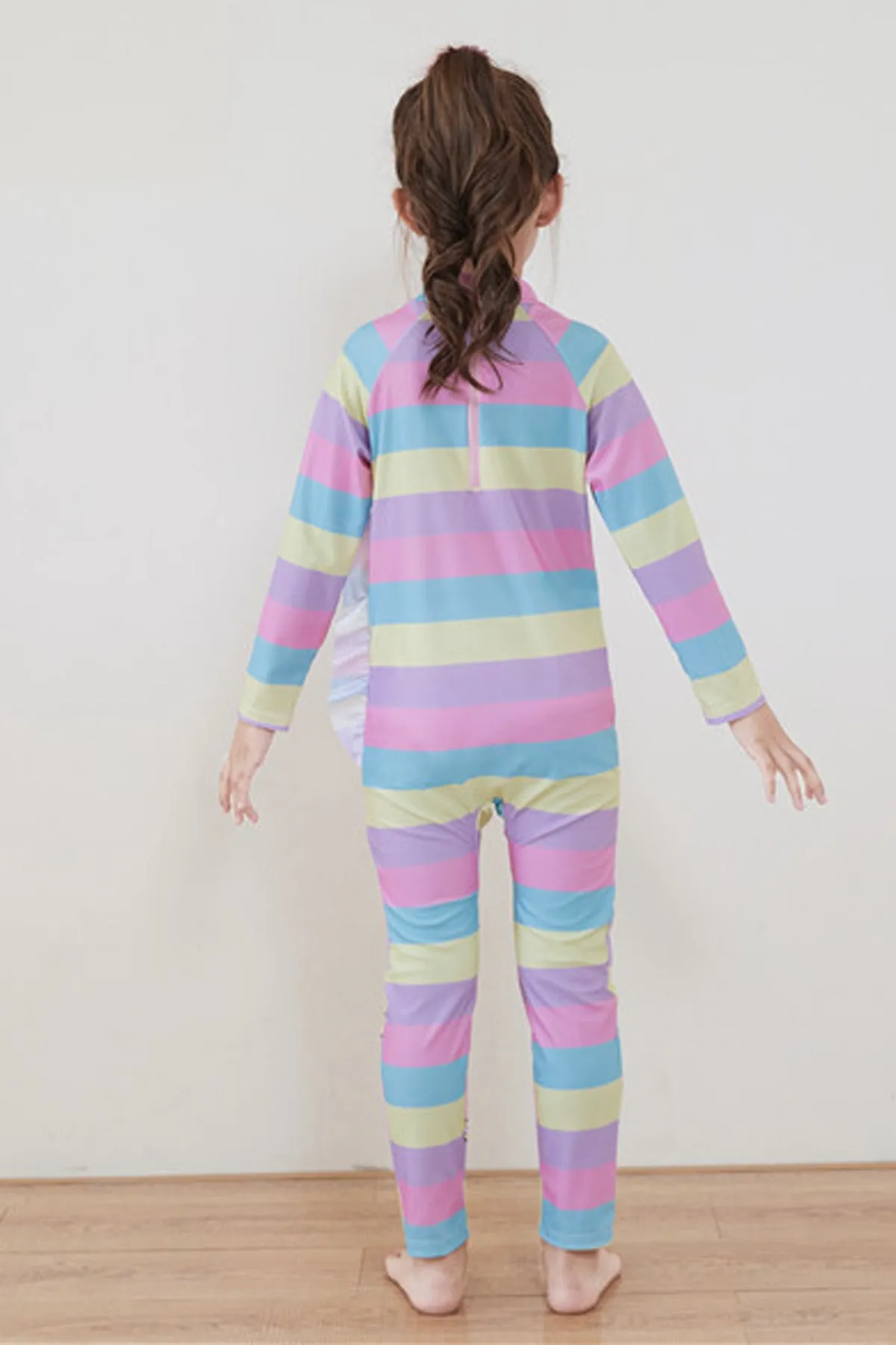 Fancydresswale Girls Swimsuits Long Sleeve Rash Guard Swimwear with Matching Cap One-Piece Bathing Suits-Unicorn