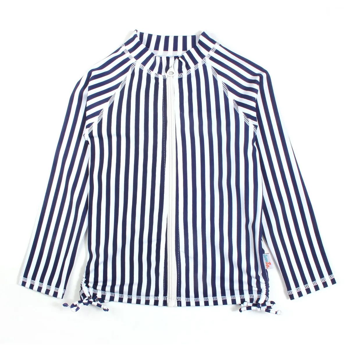 Girls Long Sleeve Rash Guard - “Mini Navy Stripe”