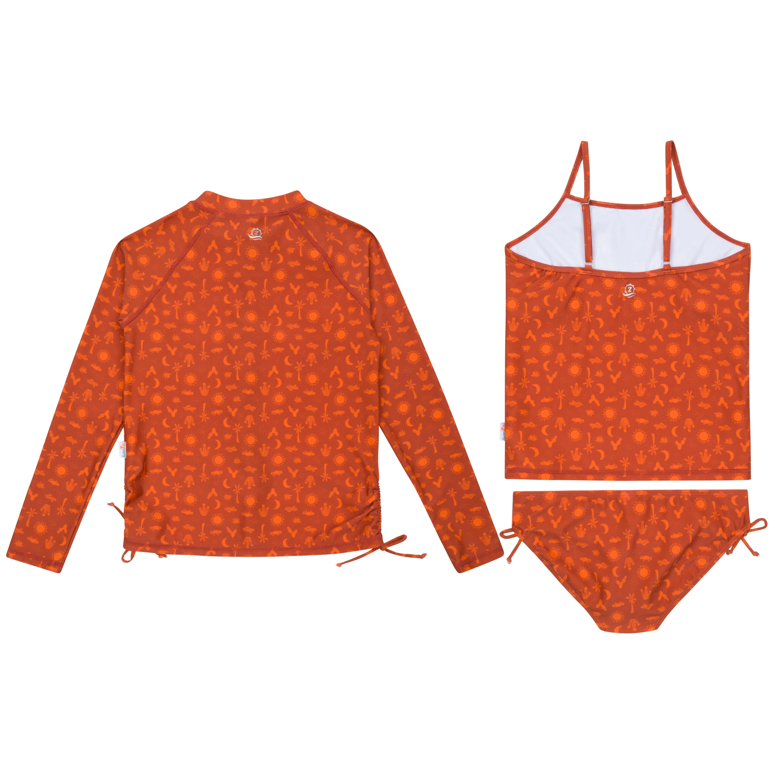 Girls Long Sleeve Rash Guard   Tankini Bikini Set (3 Piece) | "Desert"