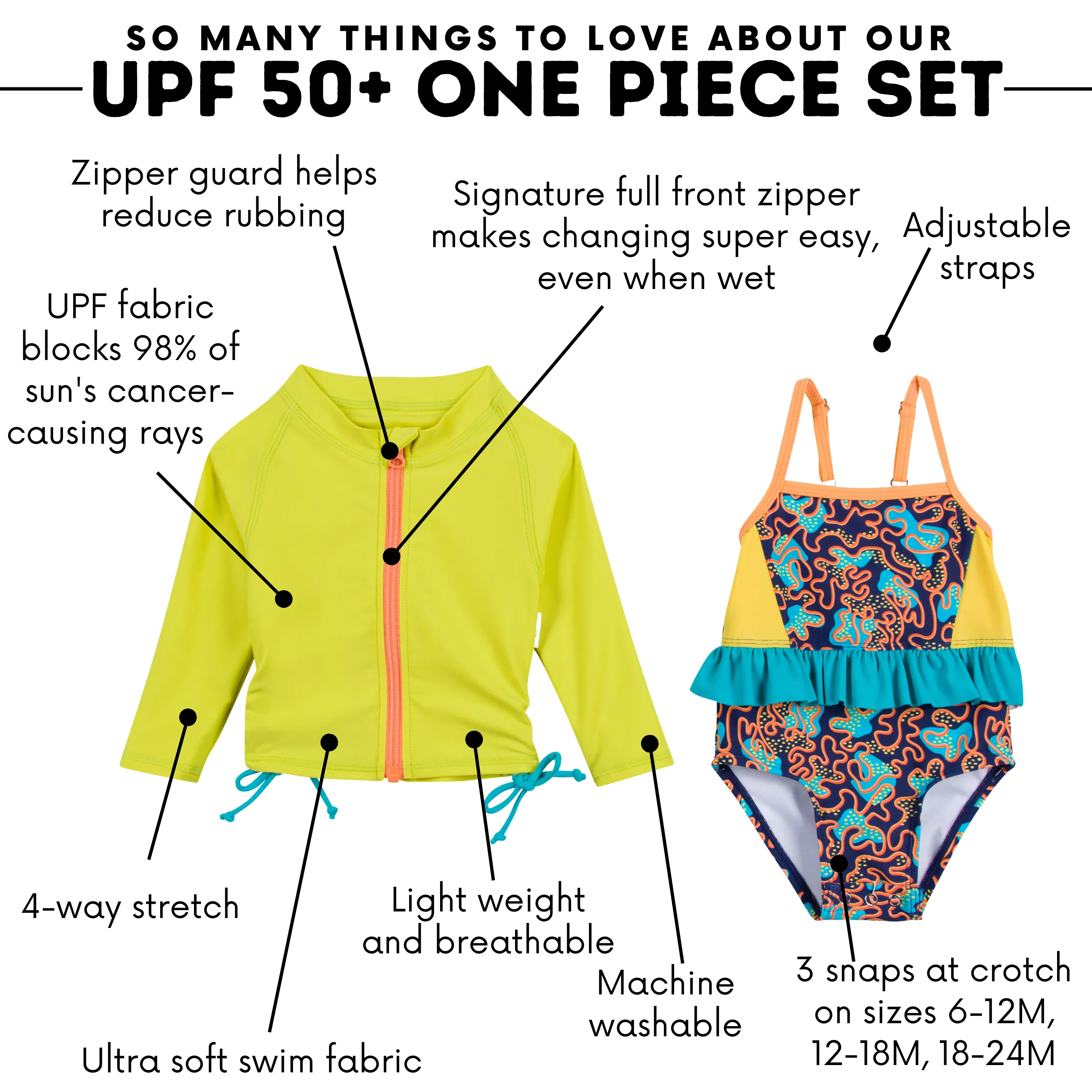 Girls One-Piece Swimsuit   Long Sleeve Rash Guard Set (2 Piece) | "Deep Dive"