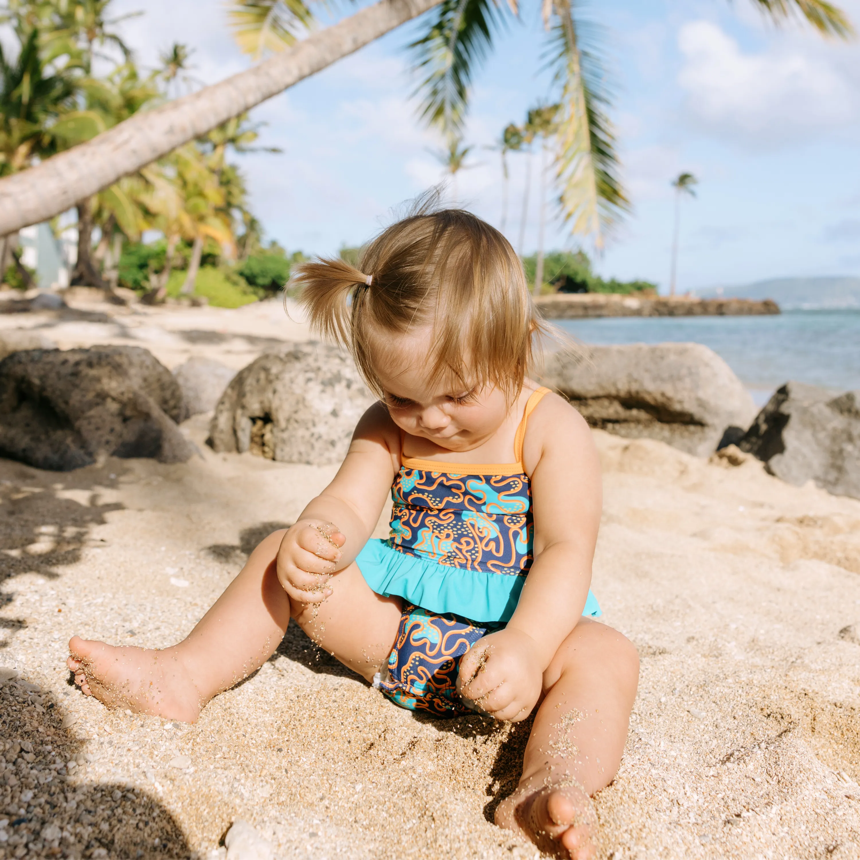 Girls One-Piece Swimsuit   Long Sleeve Rash Guard Set (2 Piece) | "Deep Dive"