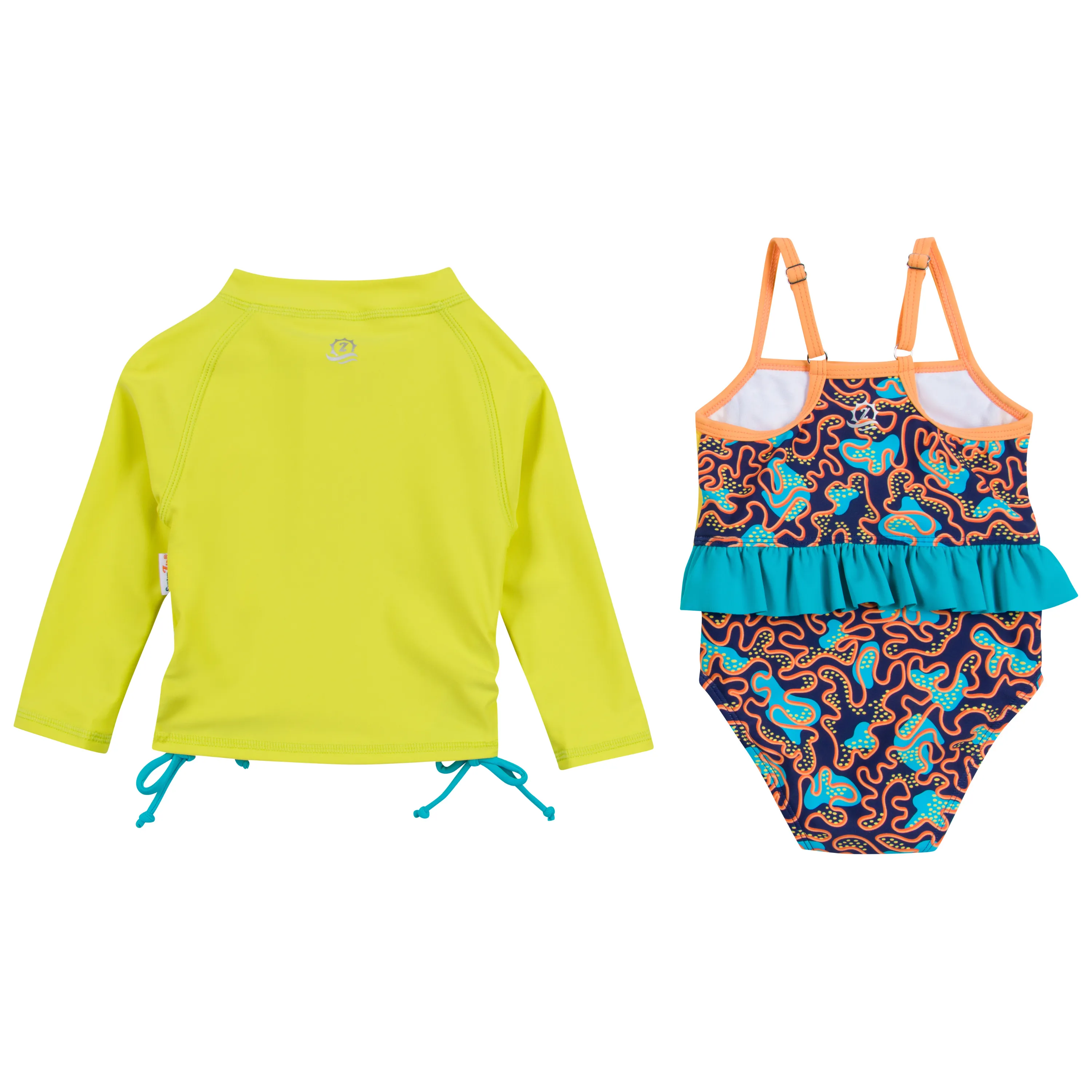Girls One-Piece Swimsuit   Long Sleeve Rash Guard Set (2 Piece) | "Deep Dive"