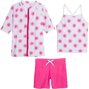 Girls Short Sleeve Rash Guard   Tankini Shorts Set (3 Piece) - "Graffiti Splash"