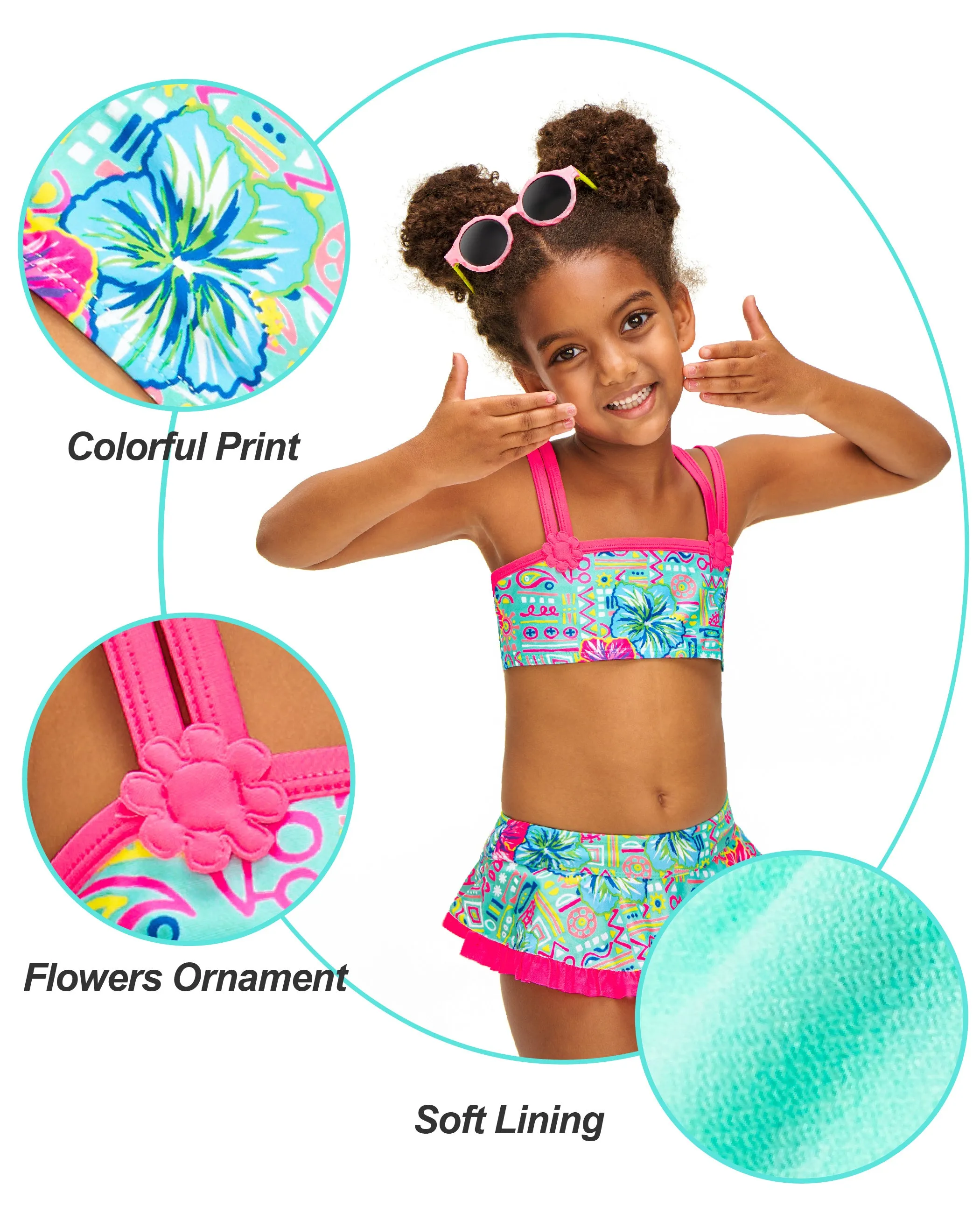 Girls Two Piece Swimsuits Floral Bathing Suit