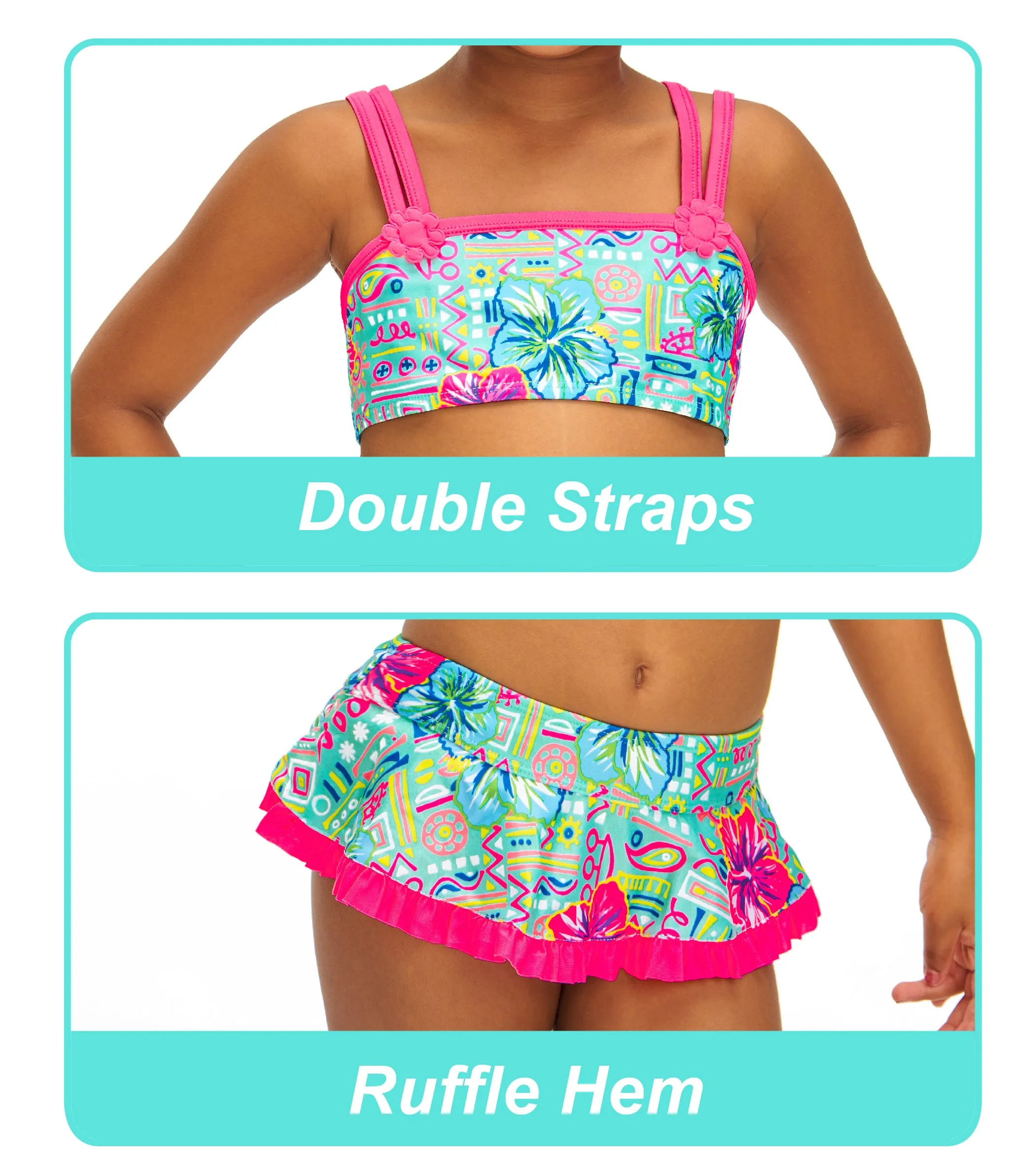 Girls Two Piece Swimsuits Floral Bathing Suit
