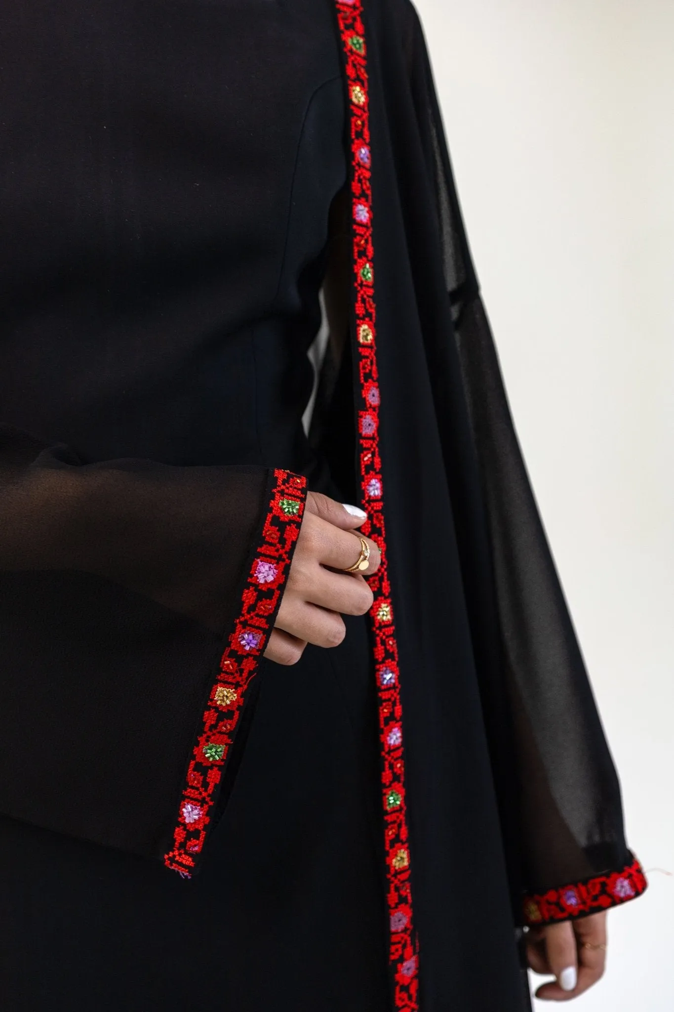 Hand-beaded Chiffon Abaya