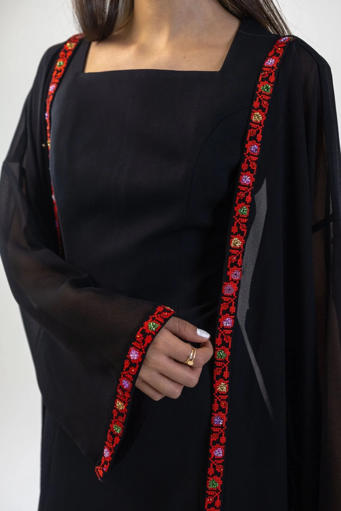 Hand-beaded Chiffon Abaya