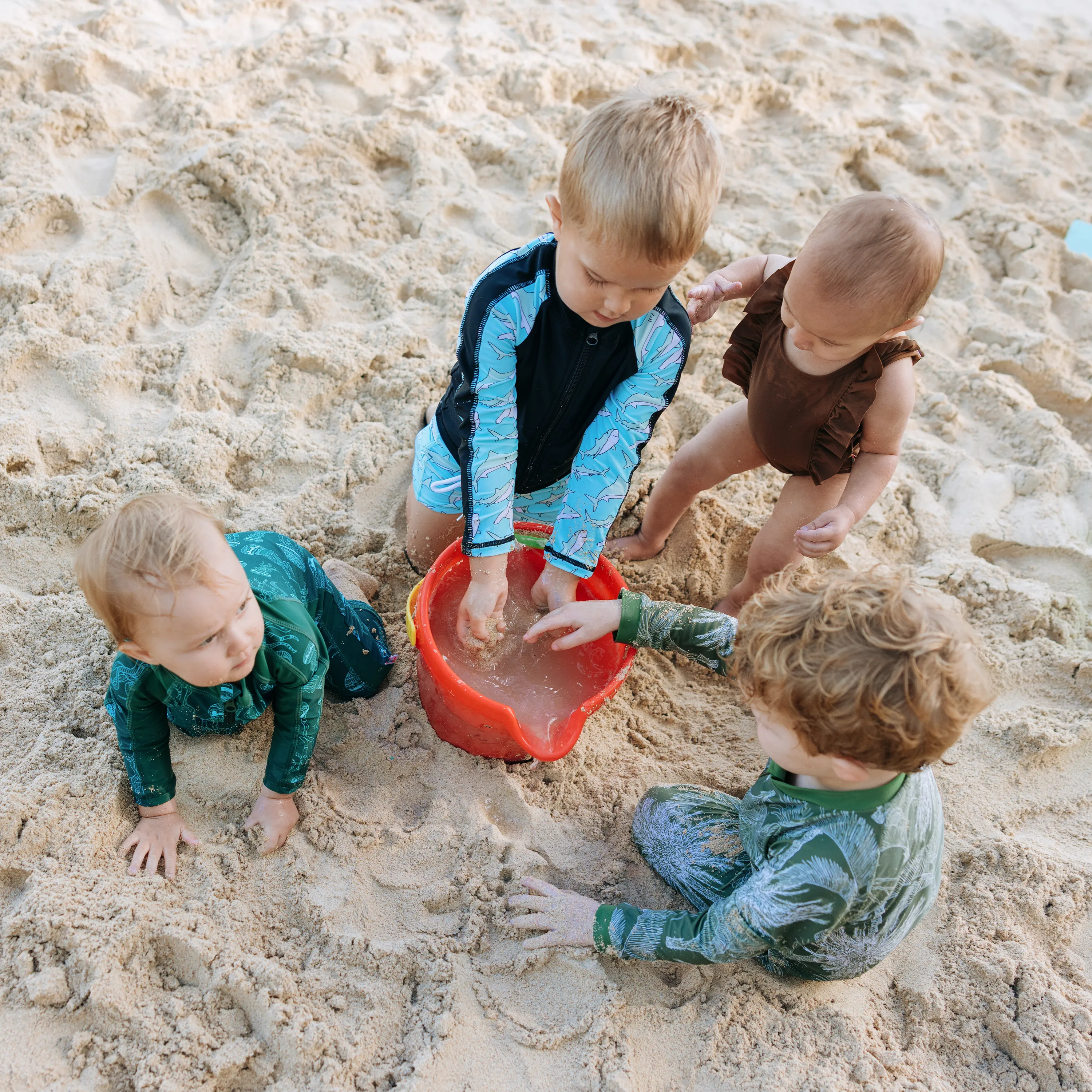 Kids Euro Shorties   Long Sleeve Rash Guard Set | "Deep Blue Sharks"
