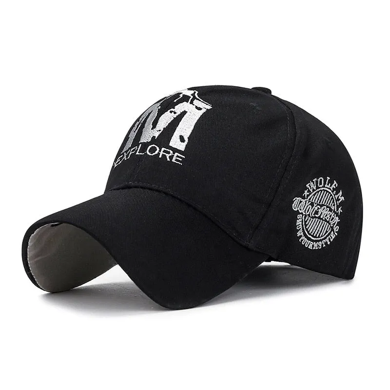 Men Casual Sport Fashion Sun Hats Cotton Wolf Embroidery Baseball Cap