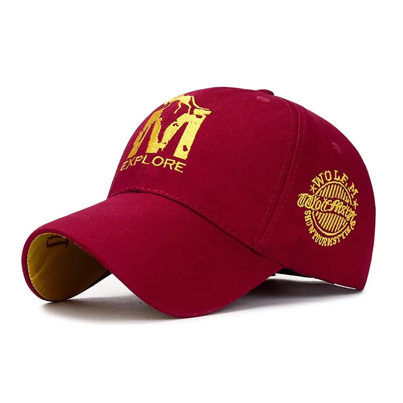 Men Casual Sport Fashion Sun Hats Cotton Wolf Embroidery Baseball Cap