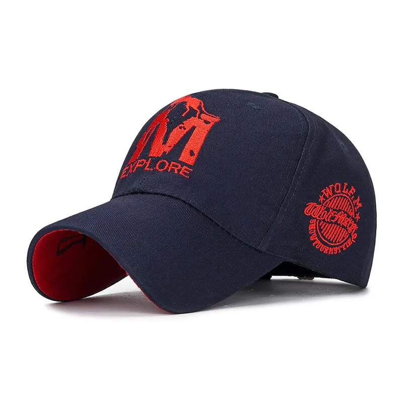 Men Casual Sport Fashion Sun Hats Cotton Wolf Embroidery Baseball Cap