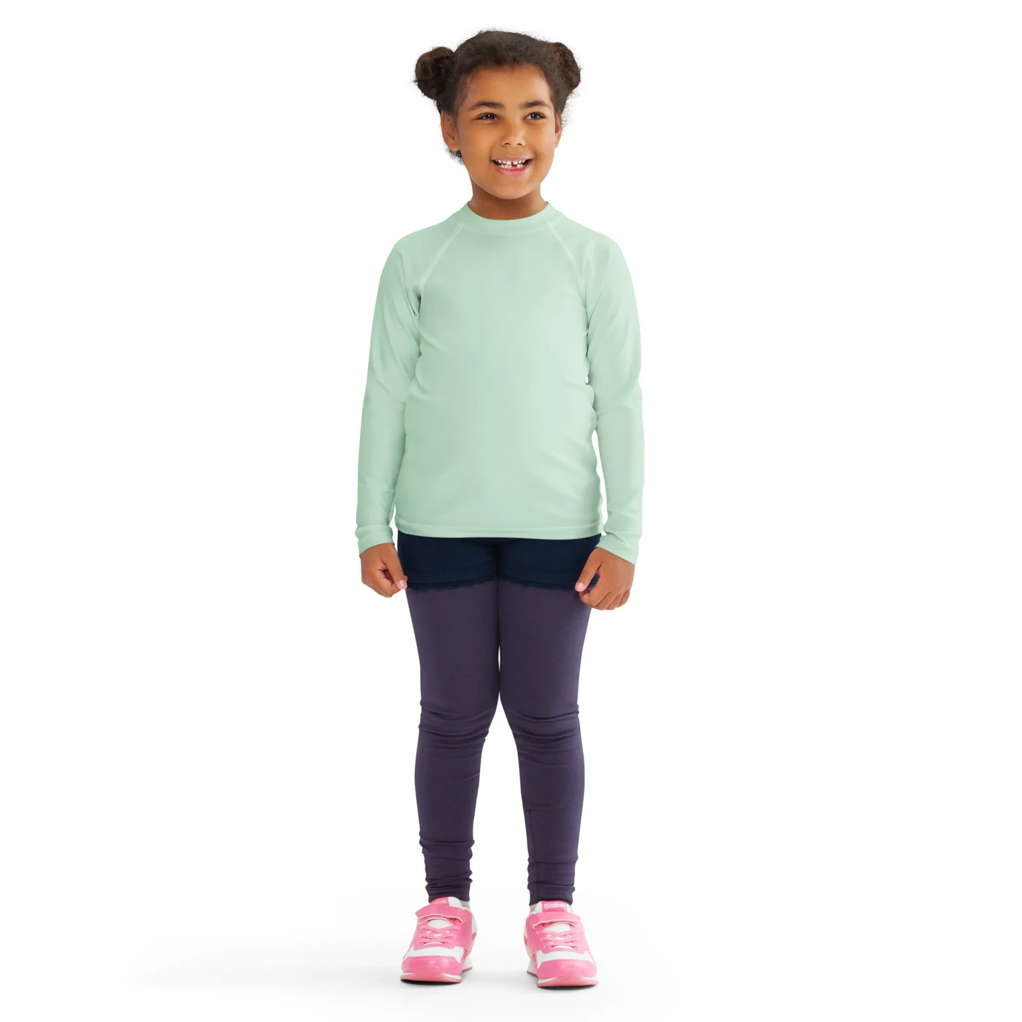 Mini Fashion Icon: Girls' Long Sleeve Solid Color Rash Guard - Surf Crest
