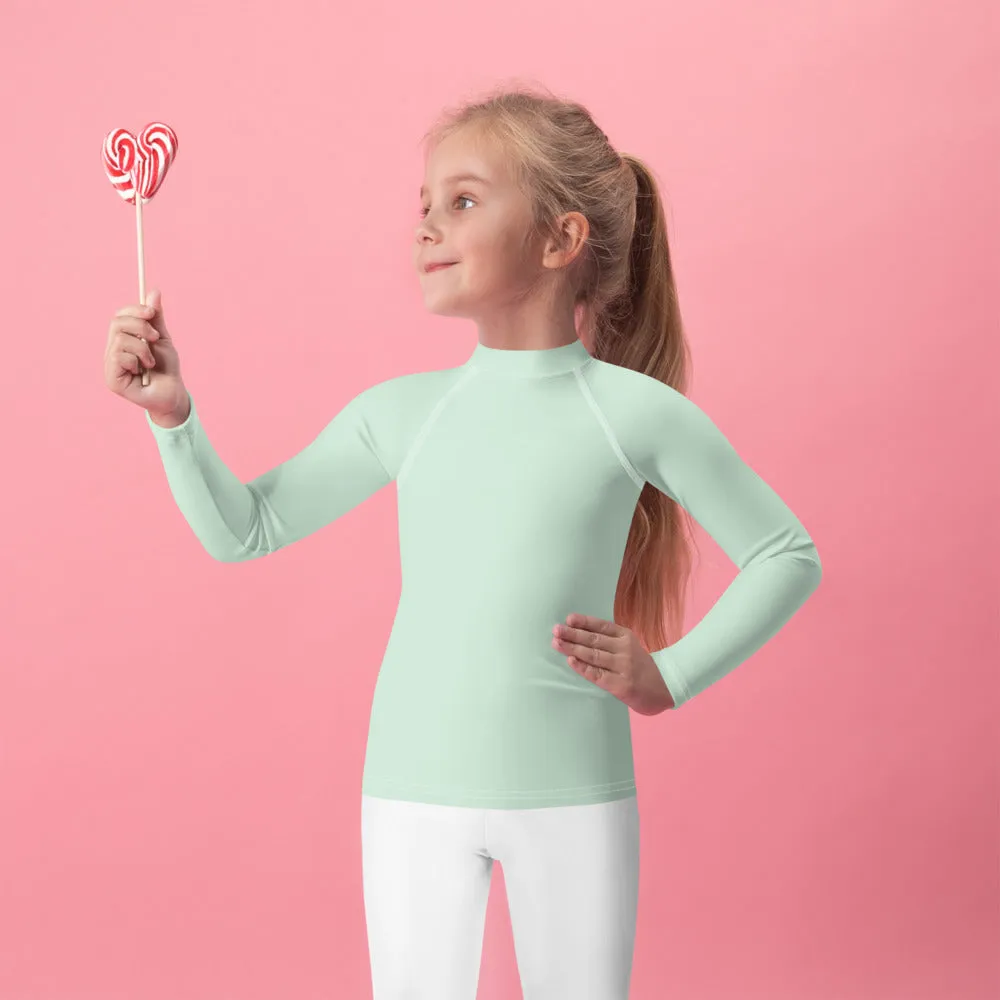 Mini Fashion Icon: Girls' Long Sleeve Solid Color Rash Guard - Surf Crest