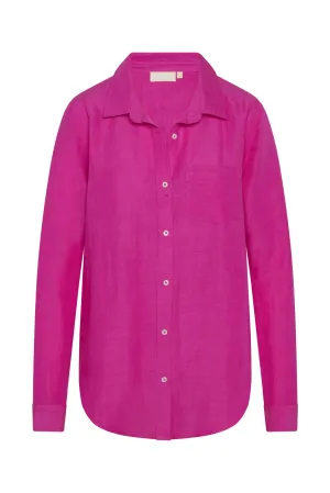 Monaco Linen Shirt - Fuchsia Berry