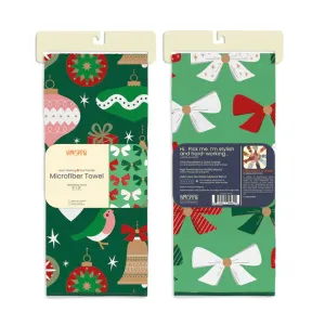 Ornaments & Bows Reversible Microfiber Towel