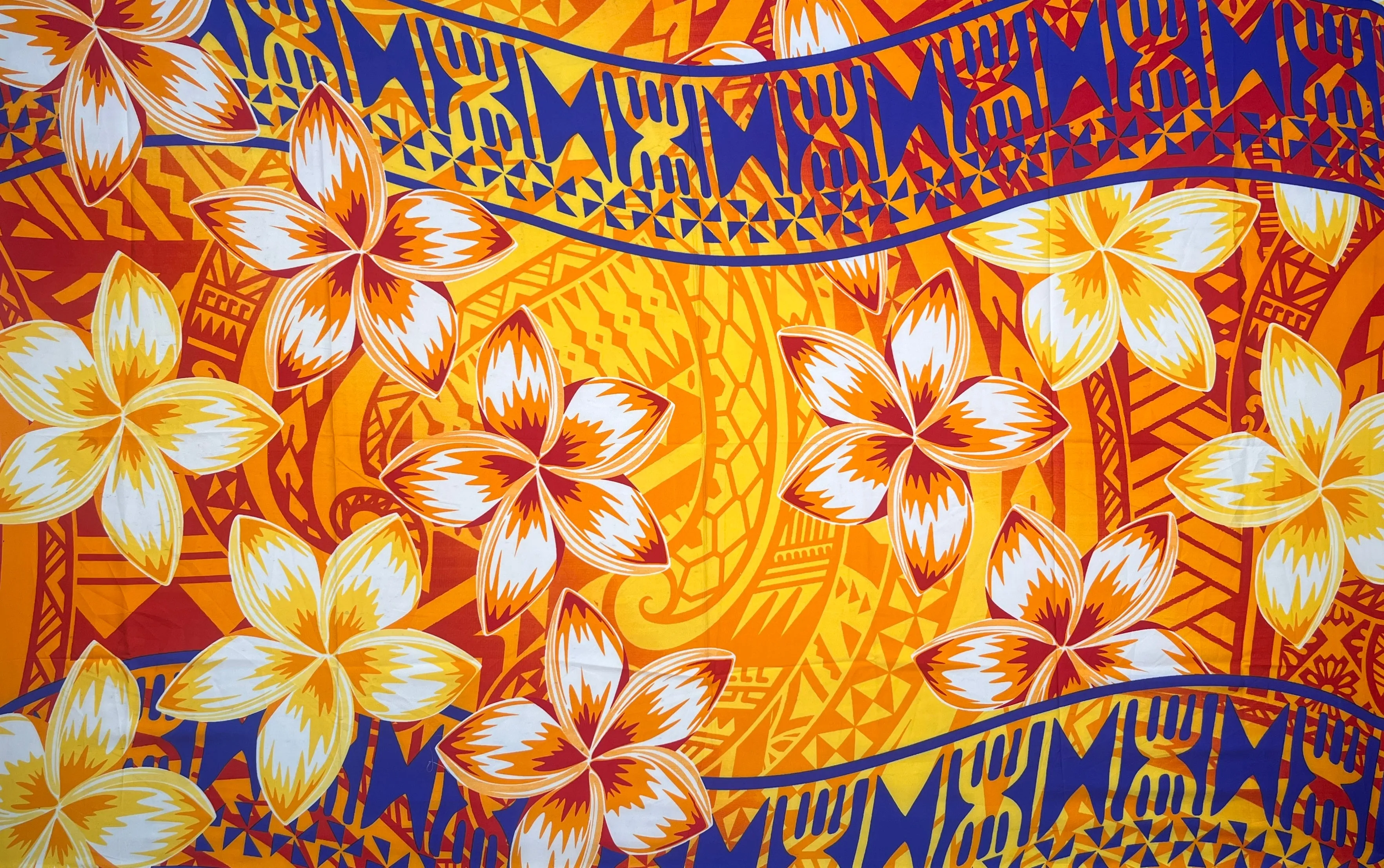Plumeria Double Border Sarong