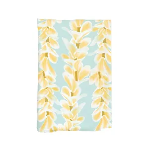 Plumeria Lei on Blue Flour Sack Kitchen Towel