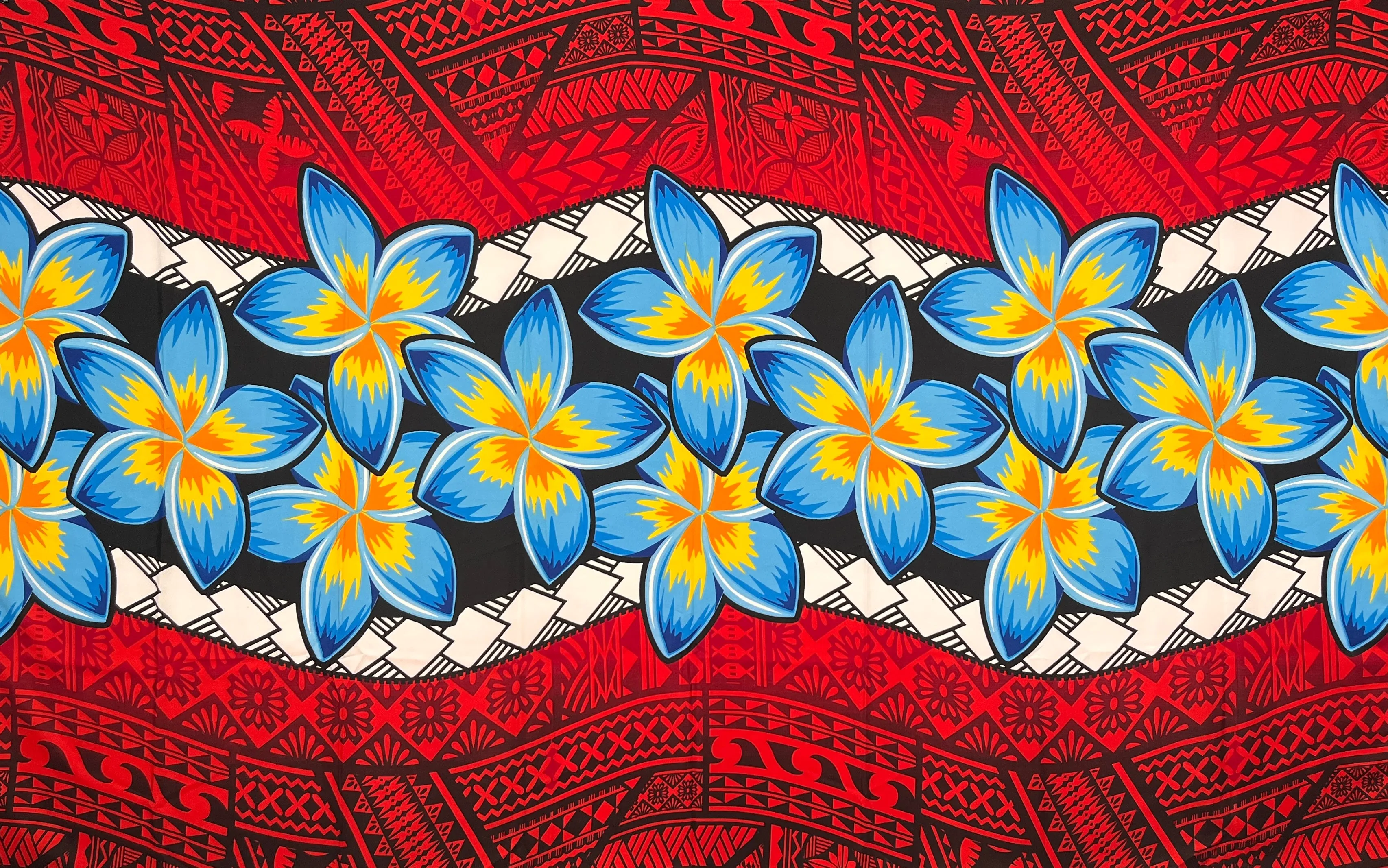 Plumeria Zig Zag Middle Border Sarong