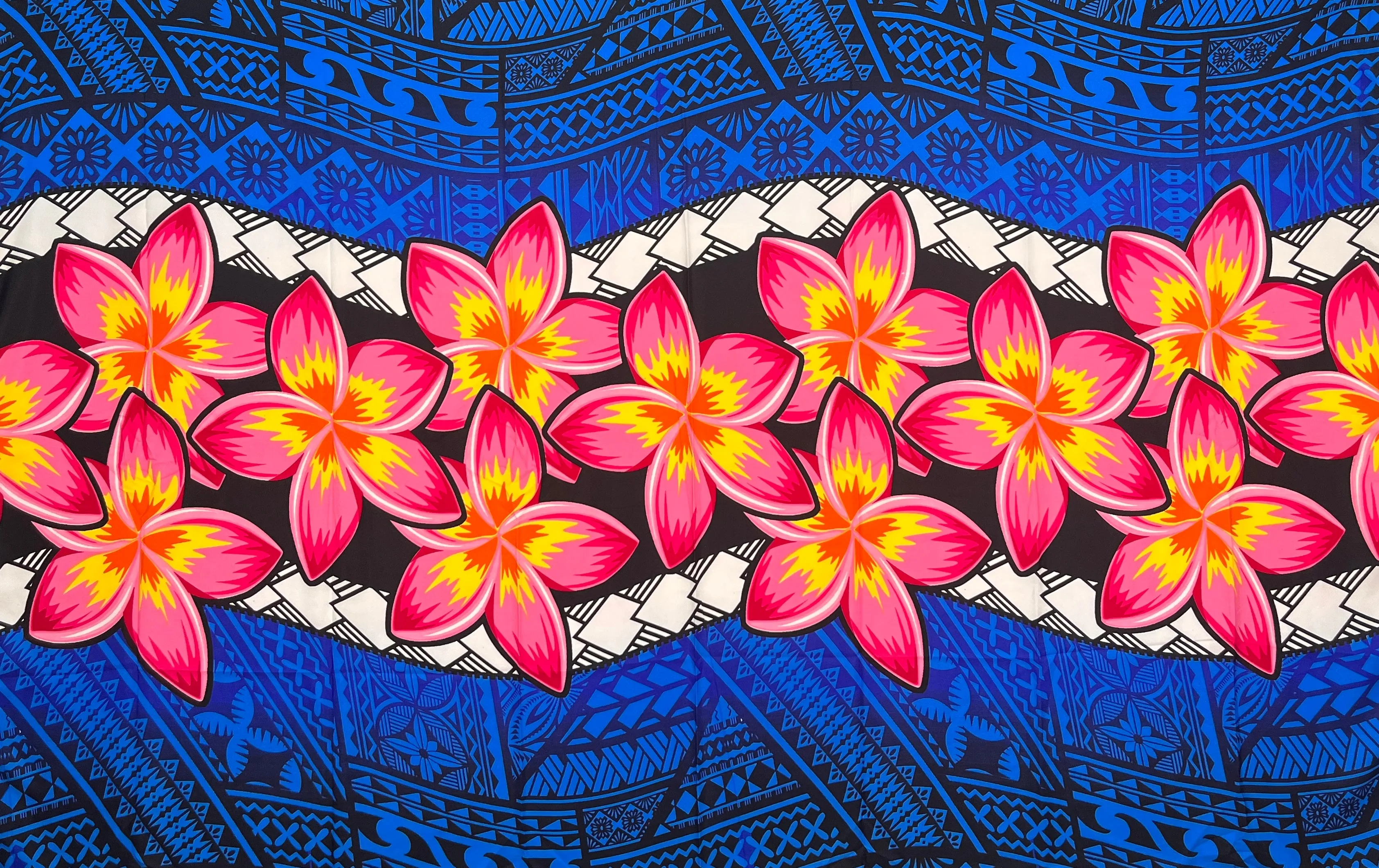 Plumeria Zig Zag Middle Border Sarong