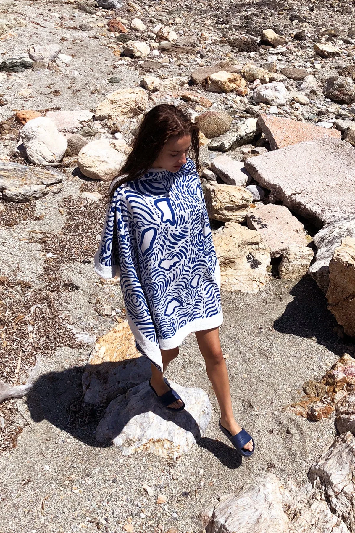 "Kala Taksidia" Beach Towel in Blue & Sailor