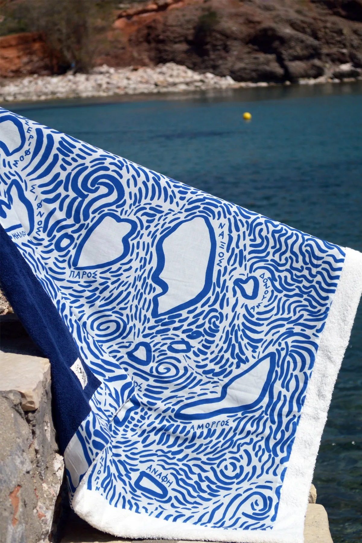 "Kala Taksidia" Beach Towel in Blue & Sailor