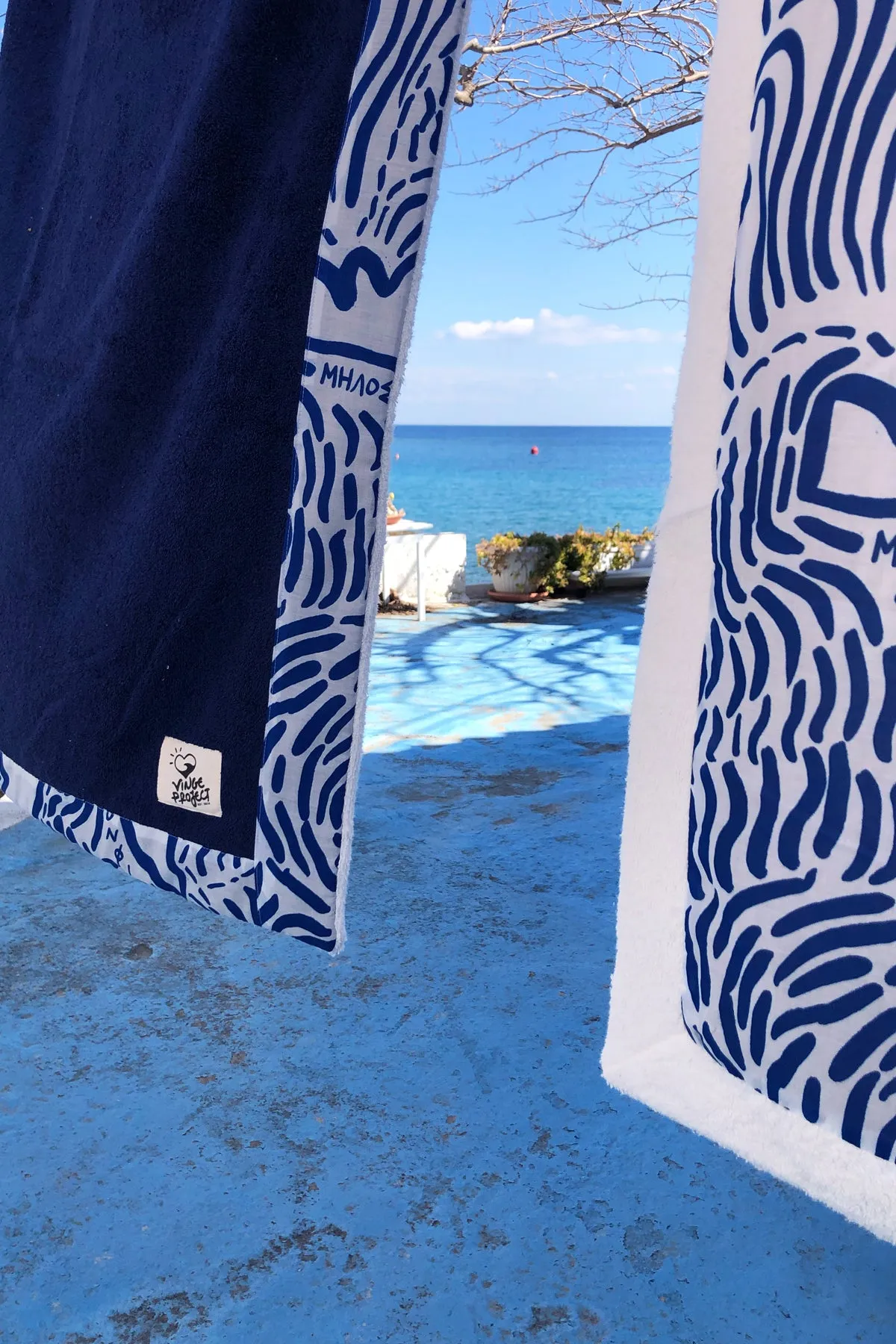 "Kala Taksidia" Beach Towel in Blue & Sailor