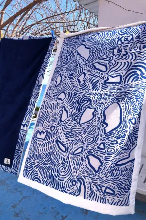 "Kala Taksidia" Beach Towel in Blue & Sailor