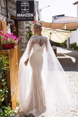 Shiny Wedding Dress With Cover Up