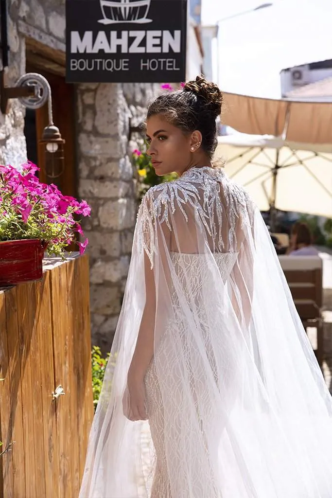 Shiny Wedding Dress With Cover Up